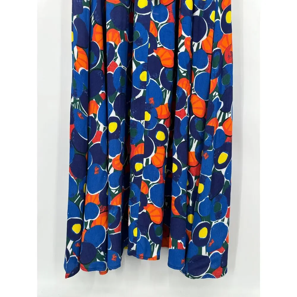 STAUD Affogato Maxi Dress V-Neck Balloon Sleeve Fruit Print Belted, Blue NWT - Picture 14 of 16